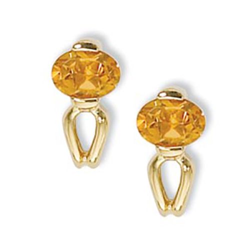Oval Citrine Gemstone Earrings - 14K Yellow Gold - 90309CI