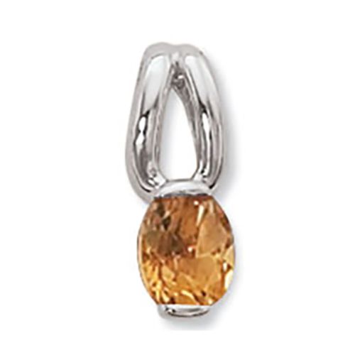 Oval Citrine Pendant - 14K White Gold - 80387CIWG