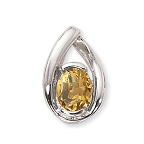 Oval Citrine Pendant - 14K White Gold - 80014CIWG