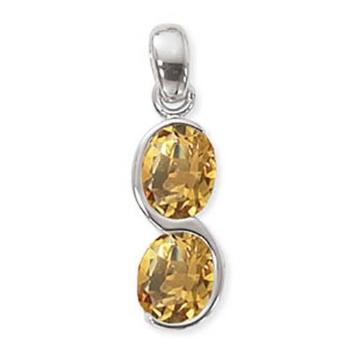 Oval Citrine Pendant - Sterling Silver - 80364CI-SS