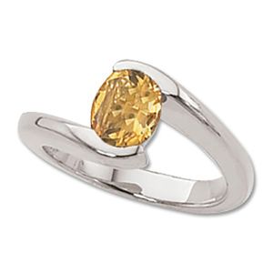 Oval Citrine Ring - 14K White Gold Size 7 - 70535CIWG