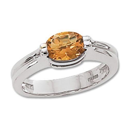 Oval Citrine Ring - 14K White Gold Size 7 - 70639CIWG
