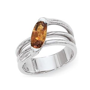 Oval Citrine Ring - 14K White Gold Size 7 - 70769CIWG
