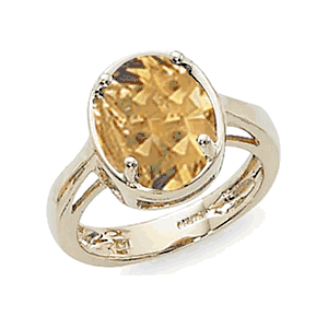 Oval Citrine Ring - 14K Yellow Gold Size 7 - 70889CI