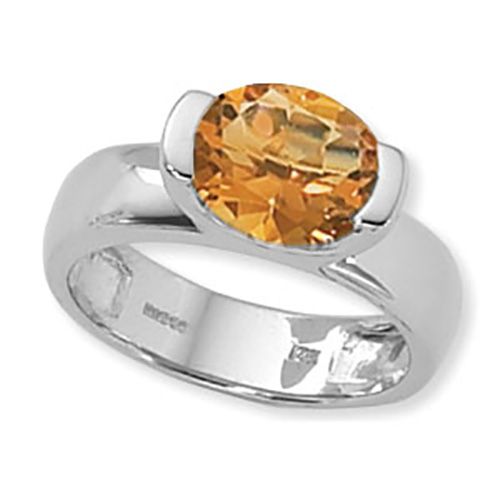 Oval Citrine Ring - Sterling Silver Size 7 - 70742CI-SS