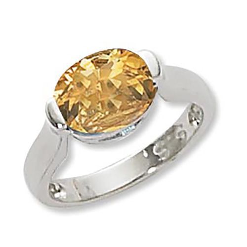 Oval Citrine Ring - Sterling Silver Size 7 - 70884CI-SS
