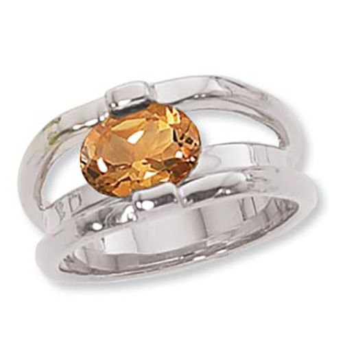 Oval Citrine Ring - Sterling Silver Size 7 - 70911CI-SS