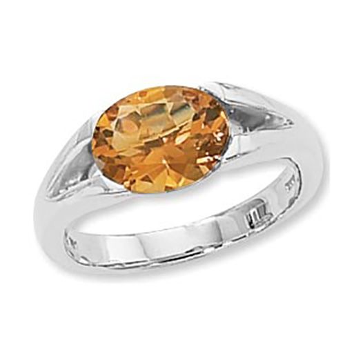 Oval Citrine Ring - Sterling Silver Size 7 - 70850CI-SS