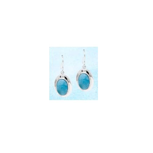 Oval Drop Larimar Earrings  - MAL114SE