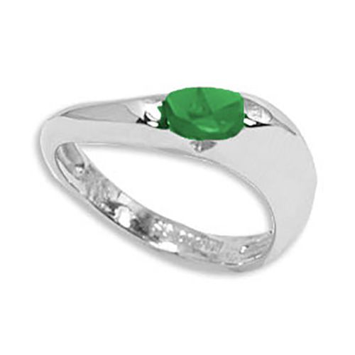 Oval Emerald Ring - Sterling Silver Size 7 - 70387EM-SS