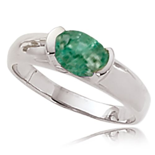 Oval Emerald Ring - Sterling Silver Size 7 - 70246EM-SS
