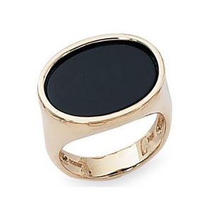 Oval Flattop Onyx Ring - 14K Yellow Gold Size 7