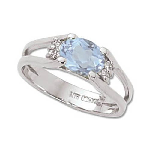 Oval Garnet & Aquamarine Ring - Sterling Silver Size 7