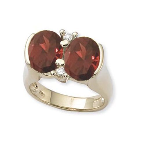 Oval Garnet & Diamond Ring - 14K Yellow Gold Size 7 - 70883GA