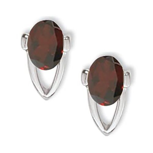 Oval Garnet Earrings - Sterling Silver - 90304GA-SS