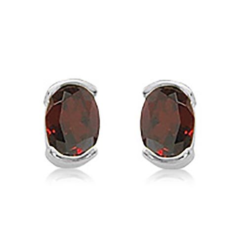Oval Garnet Earrings - Sterling Silver - 90094GA-SS