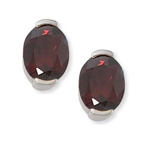 Oval Garnet Earrings - Sterling Silver - 90294GA-SS