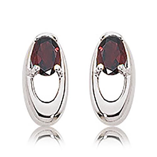 Oval Garnet Earrings - Sterling Silver - 90315GA-SS