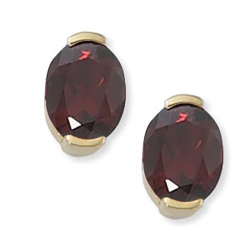 Oval Garnet Gemstone Earrings - 14K Yellow Gold - 90294GA