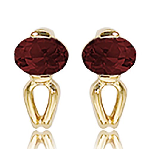 Oval Garnet Gemstone Earrings - 14K Yellow Gold - 90309GA