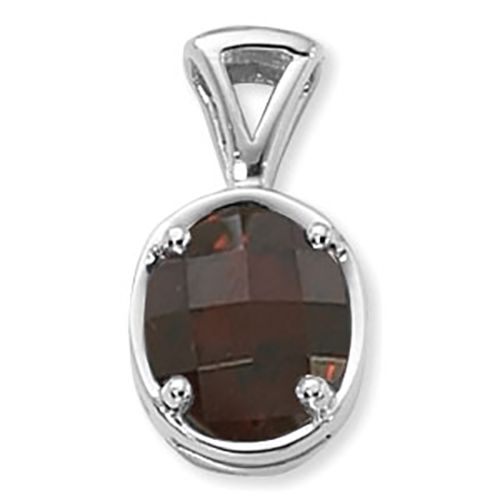 Oval Garnet Pendant - 14K White Gold - 80368GAWG