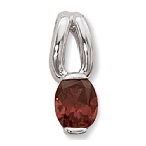 Oval Garnet Pendant - 14K White Gold - 80387GAWG