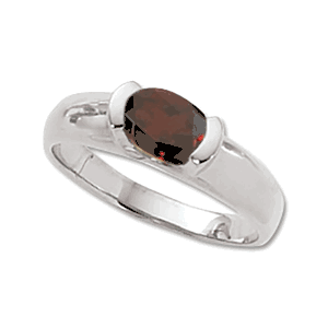 Oval Garnet Ring - 14K White Gold Size 7 - 70246GAWG