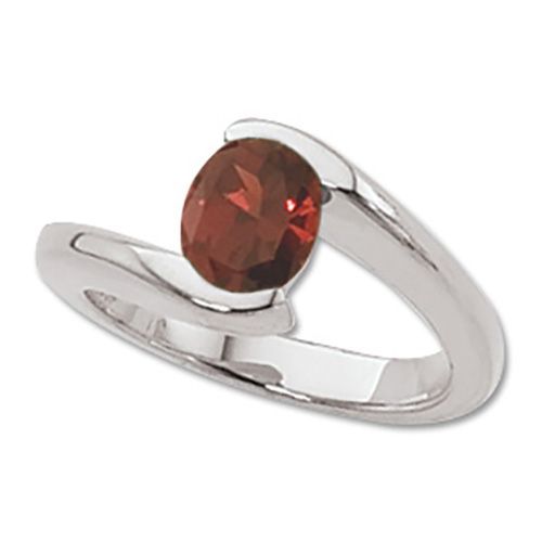 Oval Garnet Ring - 14K White Gold Size 7 - 70535GAWG