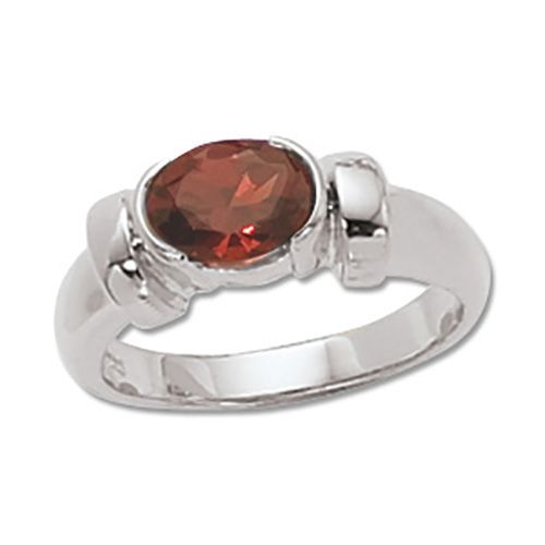 Oval Garnet Ring - 14K White Gold Size 7 - 70156GAWG