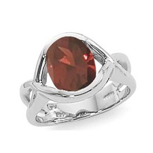 Oval Garnet Ring - 14K White Gold Size 7 - 70886GAWG