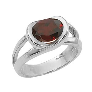 Oval Garnet Ring - 14K White Gold Size 7 - 70378GAWG
