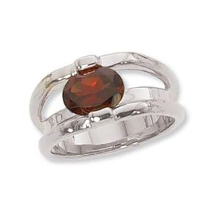 Oval Garnet Ring - 14K White Gold Size 7 - 70911GAWG