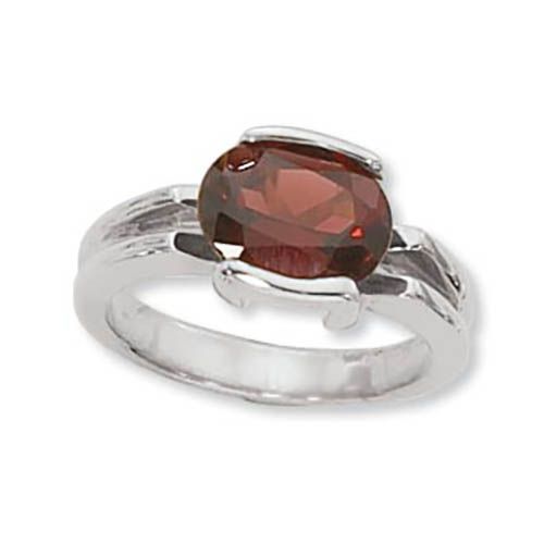 Oval Garnet Ring - 14K White Gold Size 7 - 70891GAWG