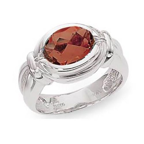 Oval Garnet Ring - 14K White Gold Size 7 - 70764GAWG