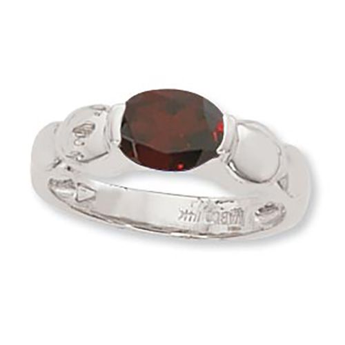 Oval Garnet Ring - Sterling Silver Size 7 - 70906GA-SS