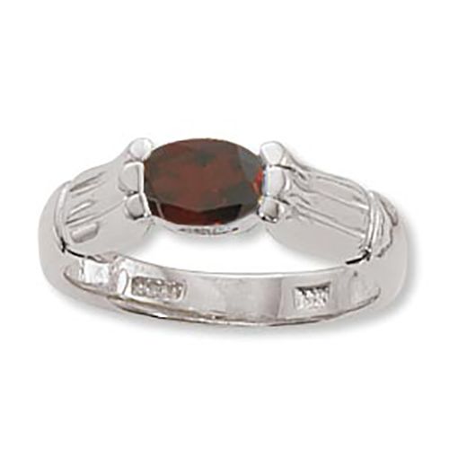 Oval Garnet Ring - Sterling Silver Size 7 - 70913GA-SS
