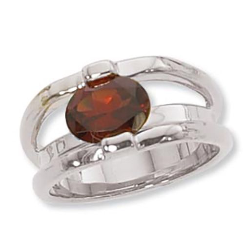 Oval Garnet Ring - Sterling Silver Size 7 - 70911GA-SS