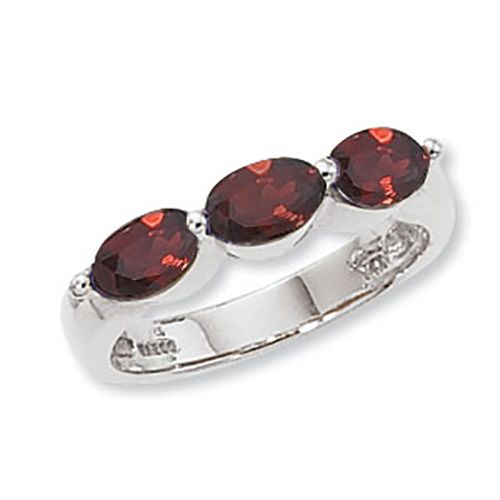 Oval Garnet Ring - Sterling Silver Size 7 - 70678GA-SS