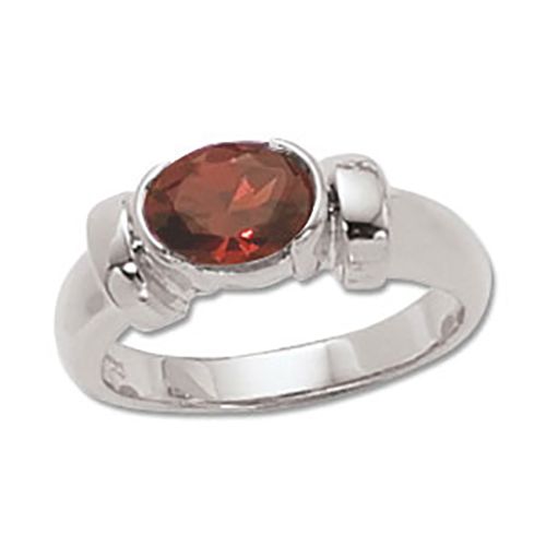 Oval Garnet Ring - Sterling Silver Size 7 - 70156GA-SS