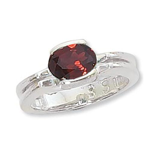 Oval Garnet Ring - Sterling Silver Size 7 - 70904GA-SS