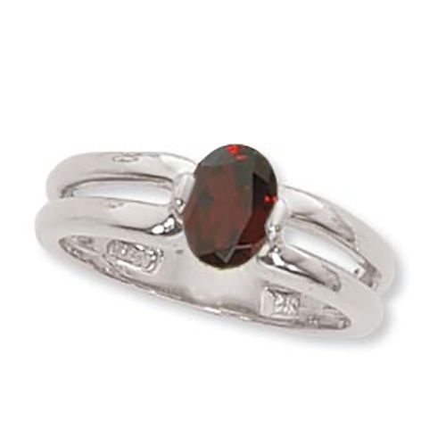 Oval Garnet Ring - Sterling Silver Size 7 - 70917GA-SS