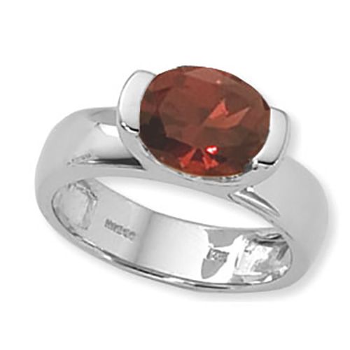 Oval Garnet Ring - Sterling Silver Size 7 - 70742GA-SS