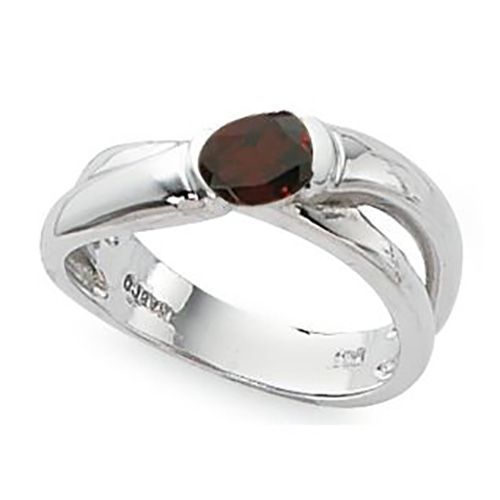 Oval Garnet Ring - Sterling Silver Size 7 - 70379GA-SS