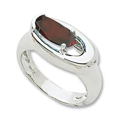 Oval Garnet Ring - Sterling Silver Size 7 - 70928GA-SS