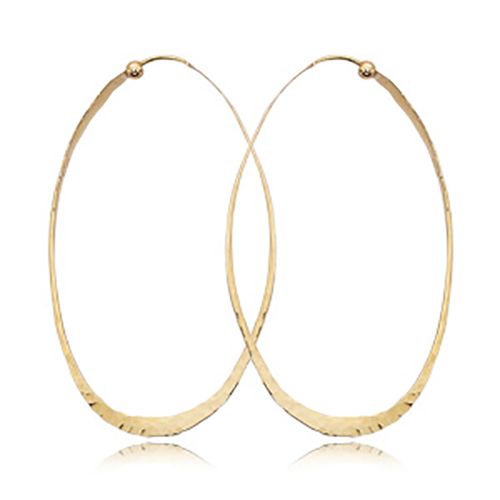 Oval Hammered Twist Earrings - 14K Yellow Gold