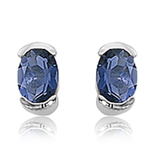Oval Iolite Earrings - 14K White Gold