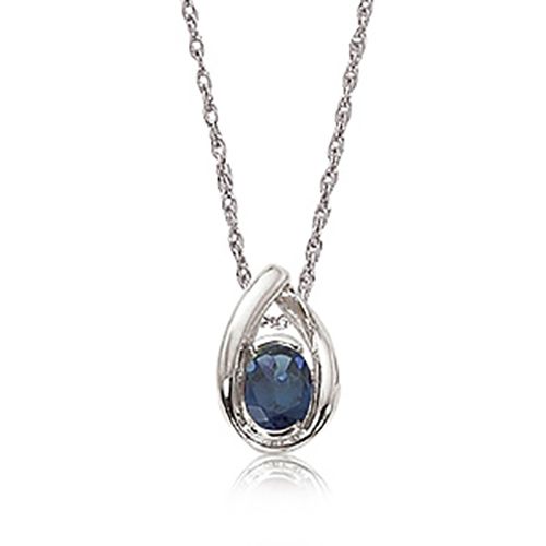 Oval Iolite Pendant - 14K White Gold