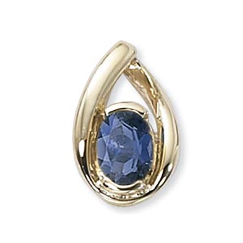 Oval Iolite Pendant - 14K Yellow Gold