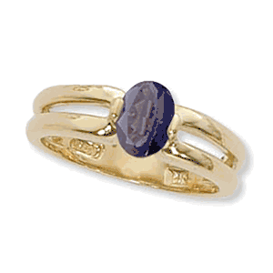 Oval Iolite Ring - 14K Yellow Gold Size 7 - 70917IO