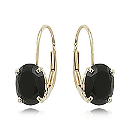 Oval Onyx Leverback Earrings - 14K Yellow Gold